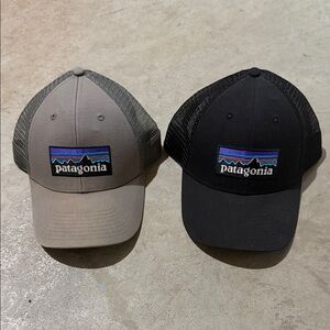 Patagonia Trucker Hats in Black and Gray with Signature Patch
